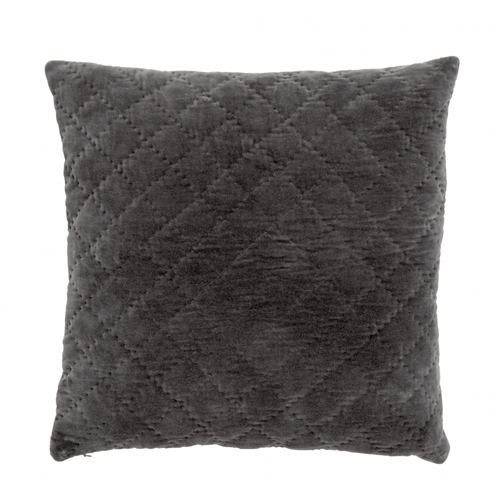 Nordal - Cushion cover, dark grey, velvet quilted