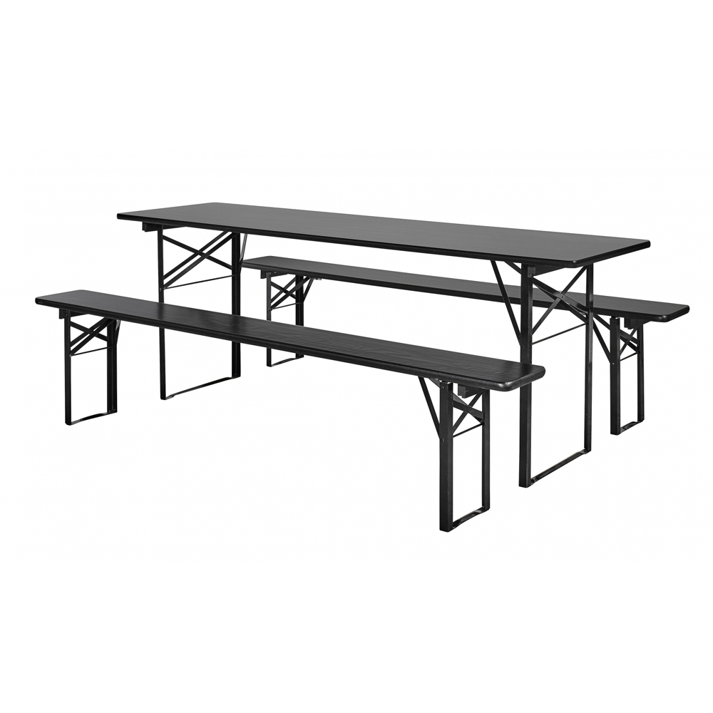 Nordal - Table/Bench Set, Black. S/3, L