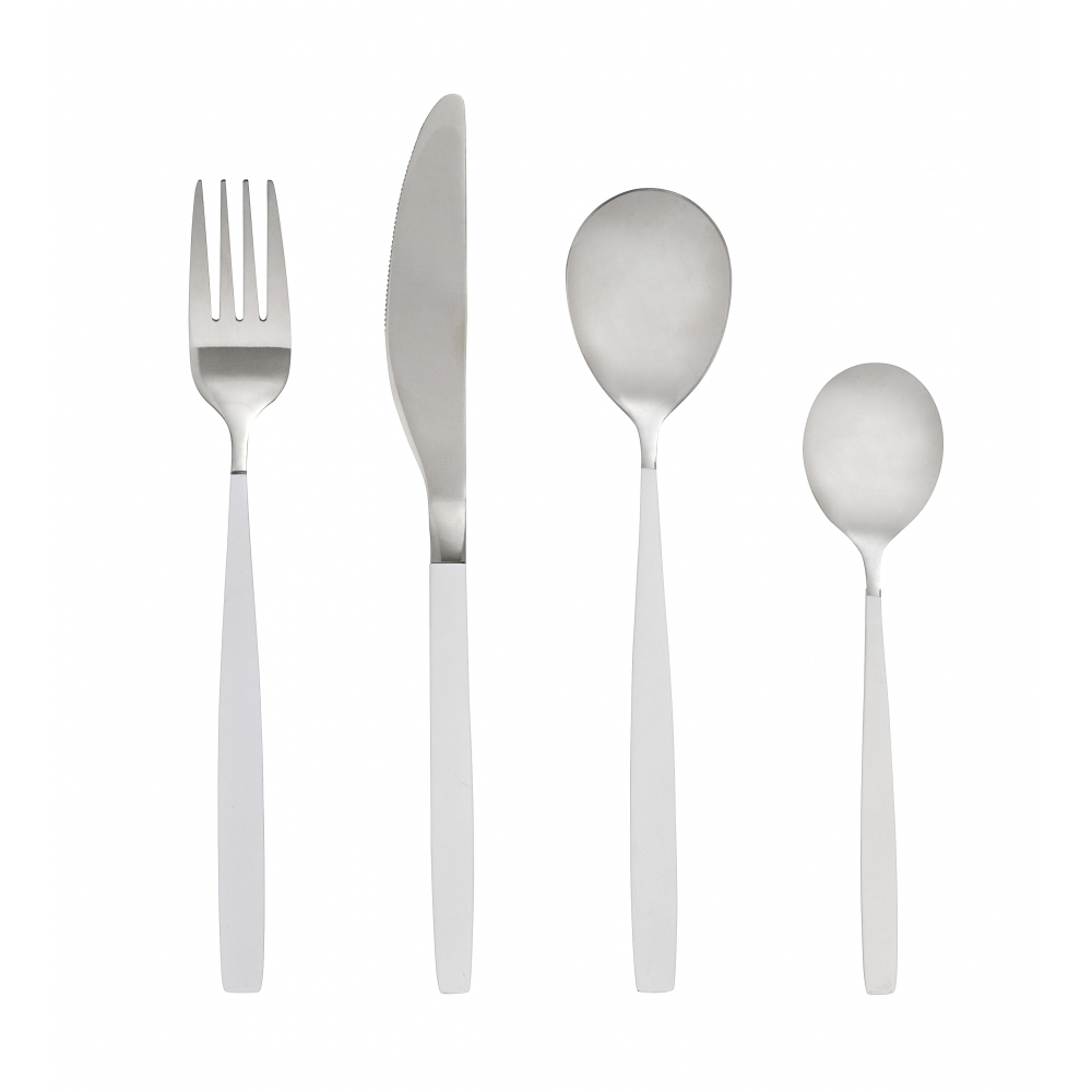 Nordal - White/silver finish cutlery, s/4