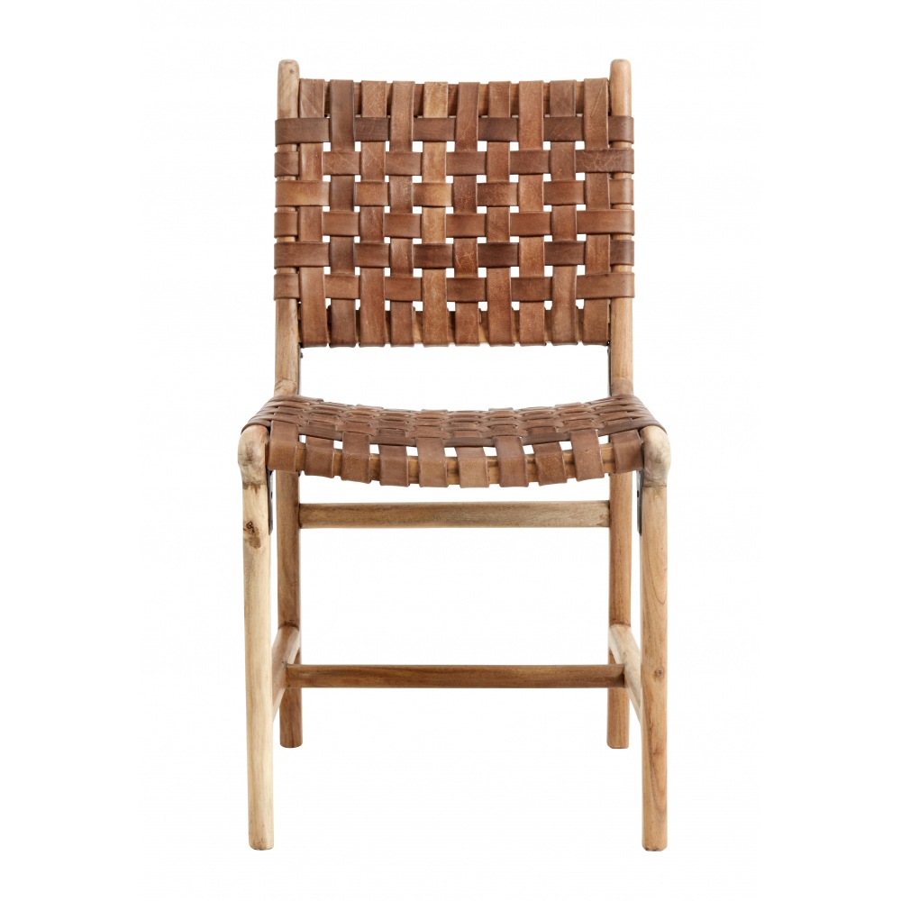 Nordal - Aya Dinner Chair, Brown Leather/Wood