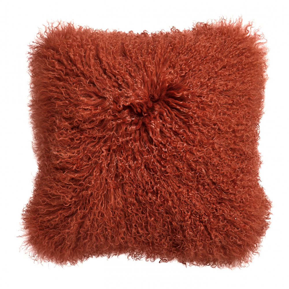 Lamb fur cushion cover, orange