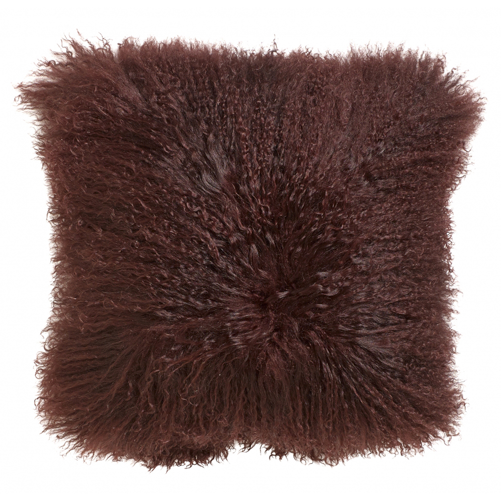 Nordal - Lamb fur cushion cover, wine red