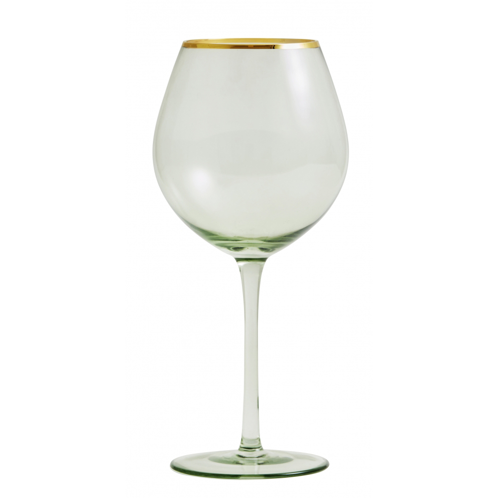 GREENA wine glass w. gold rim