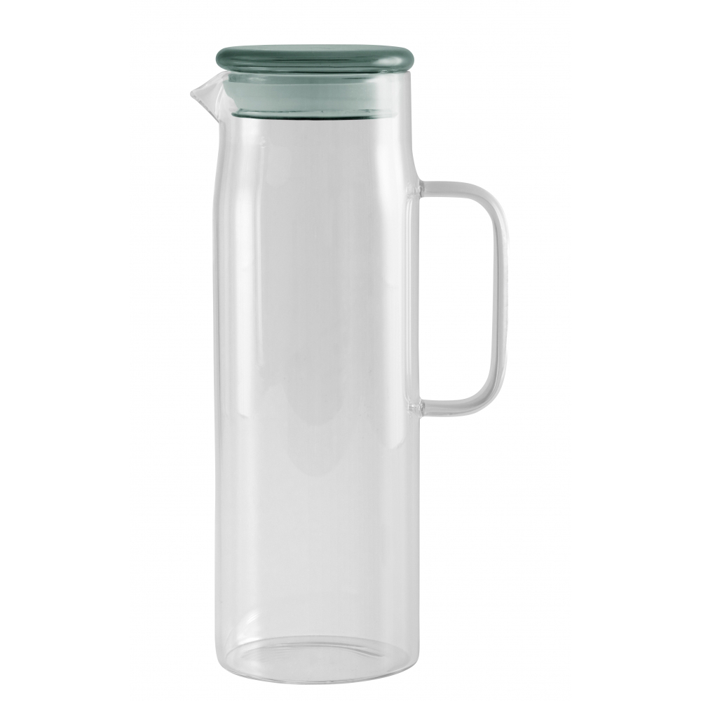GLASS jug w. sea green lid, M