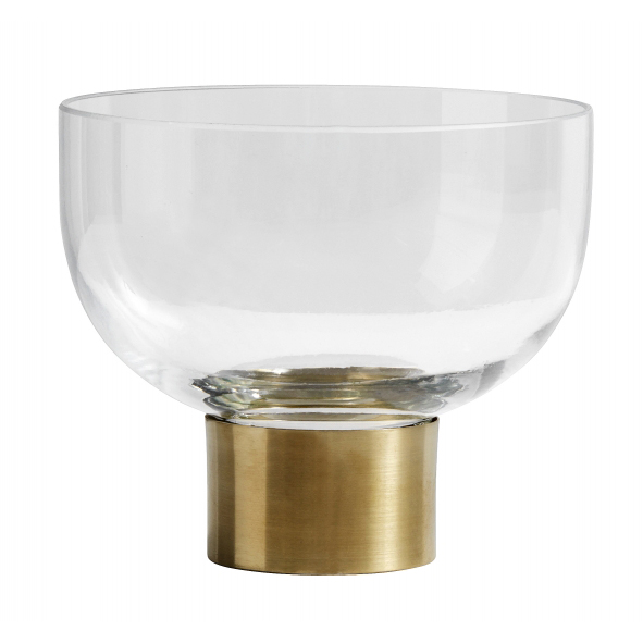Nordal - RING Deco skål, glas med bas av mässing,