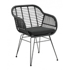 Nordal - Garden Chair W/Armrest & Cushion, Black