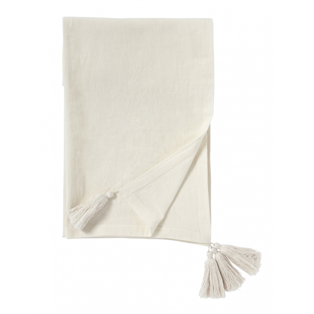 Table cloth, ivory w/tassels