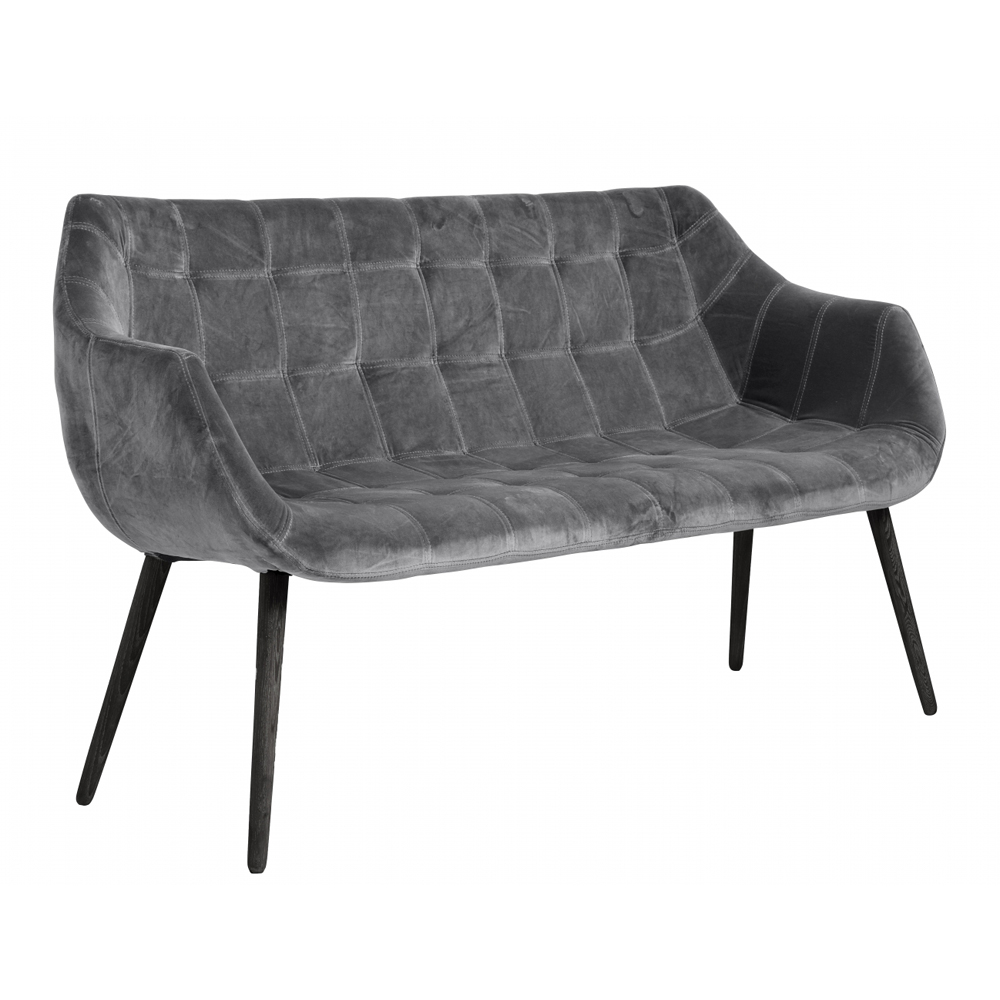 Sofa, grey, velvet, black legs