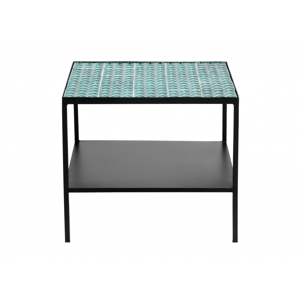 AQUA tile table, turquoise, black iron