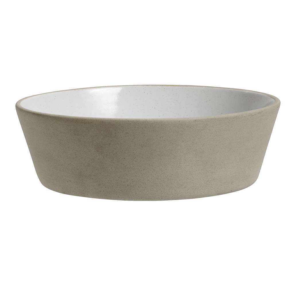 Stoneware bowl, beige/white, L