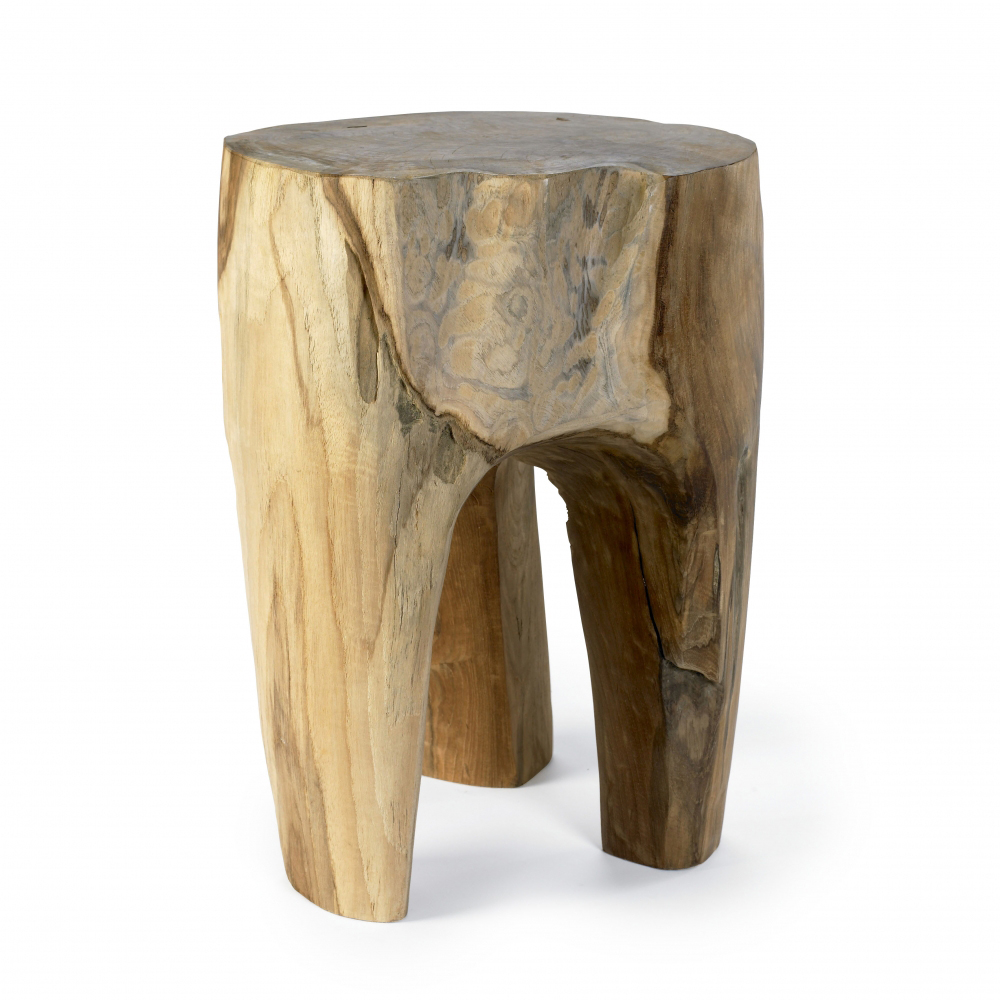 Nordal - Teak Wooden Stool, Natural Finish