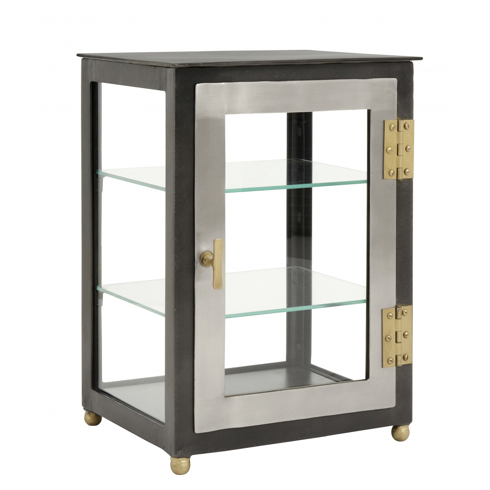 Nordal - Display cabinet, black, silver, brass
