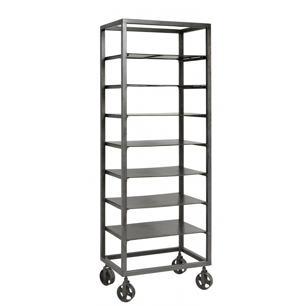 Nordal - Iron rack, grey, removable metal shelves
