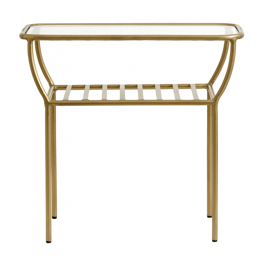 CHIC side table, golden, w/glass, bars