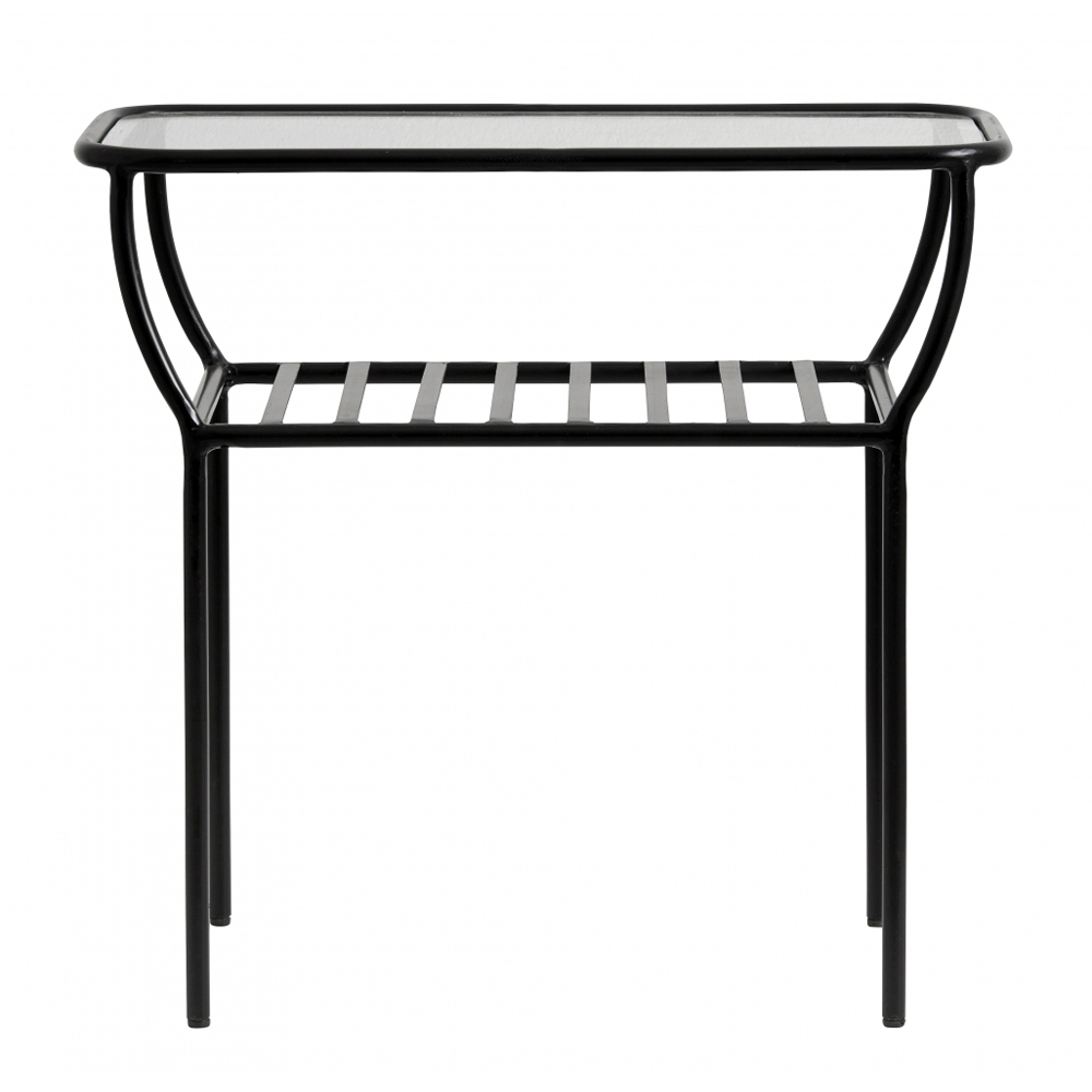Nordal - CHIC side table, black, w/glass, bars