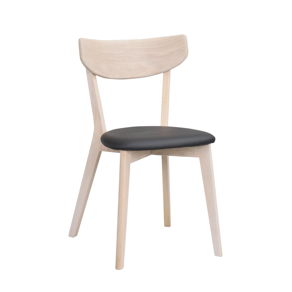 Rowico - Ami stol vitpigmenterad ek. svart konstläder