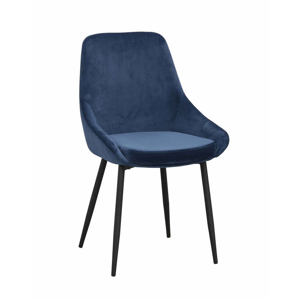Rowico Home - Sierra stol mörkblå sammet/svarta metall ben