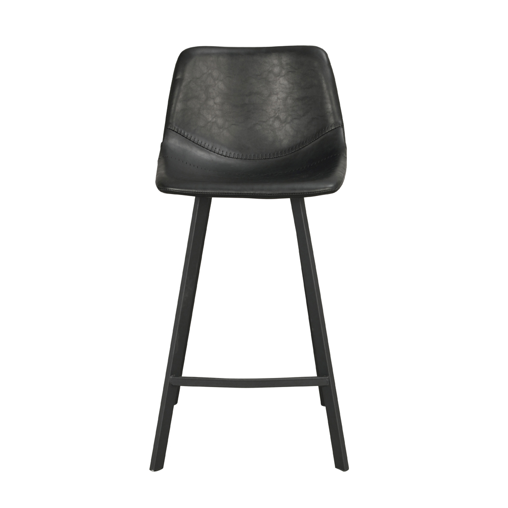 Rowico Home - Auburn barstol svart konstläder/svarta metall ben