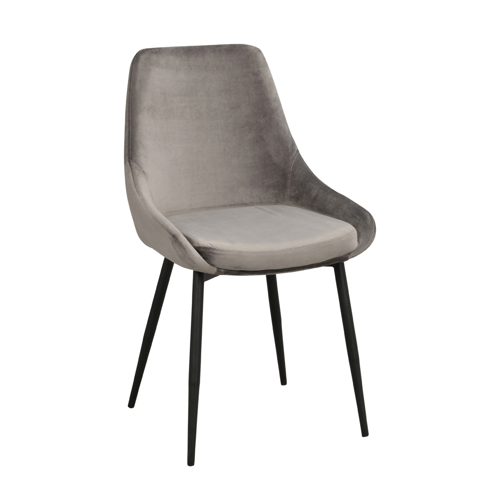 Rowico Home - Sierra stol grå sammet/svarta metall ben