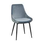 Rowico Home - Sierra stol blå sammet/svarta metall ben