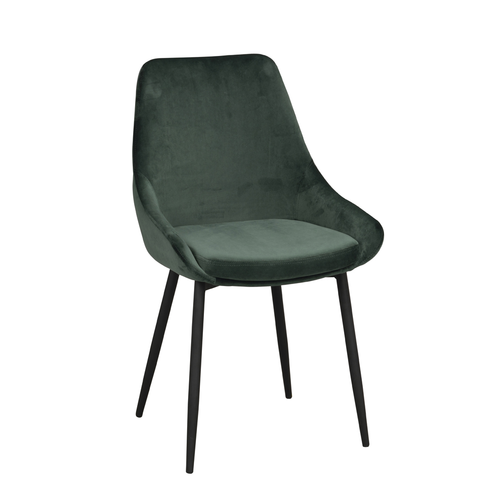 Rowico Home - Sierra stol grön sammet/svarta metall ben
