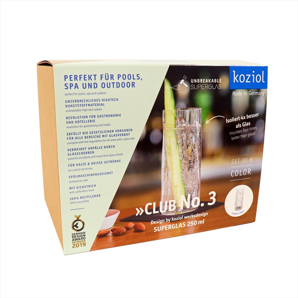 Koziol - CLUB NO. 3 Longdrinkglas 6-pack 250ml, crystal clear