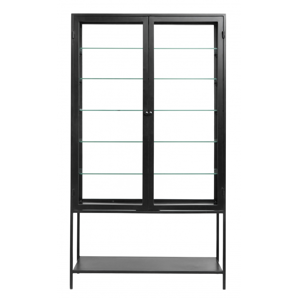 Nordal - MONDO black cabinet, double, glass back