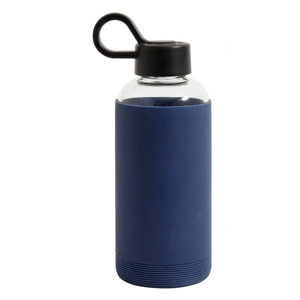 Nordal - Glass bottle w. silicone sleeve,darkblue