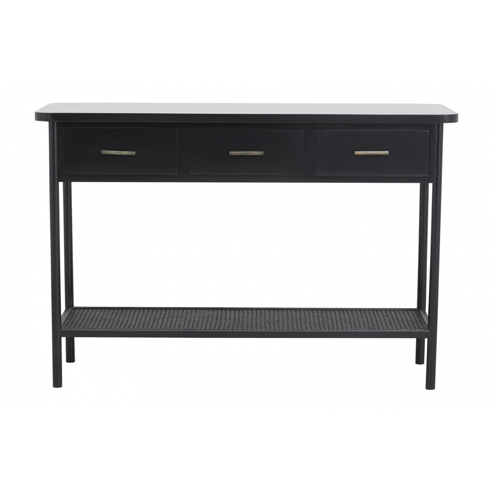 Nordal - Arda Console Table, 3 Drawers, Black