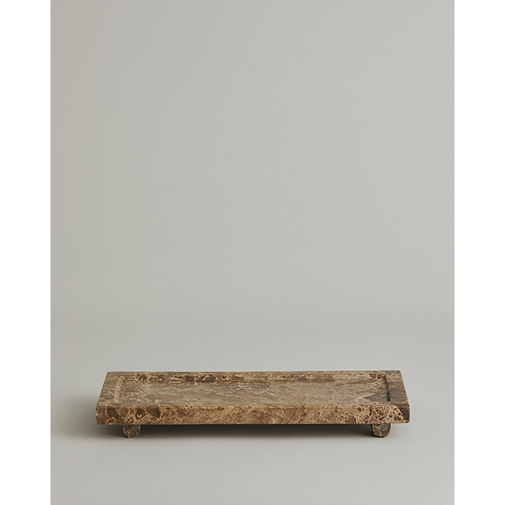Nordal - AYU marble tray, flat rectangular, brown
