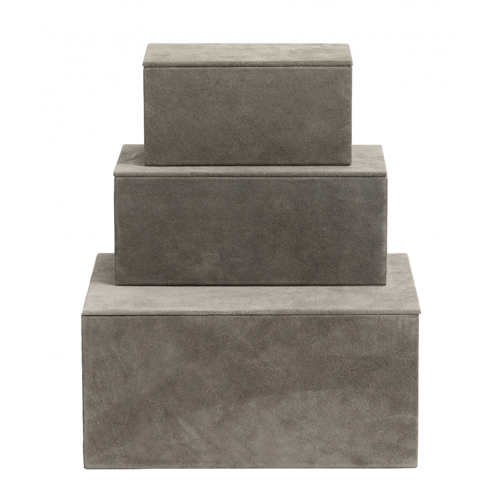 Nordal - BOX set/3, greyish brown, suede leather