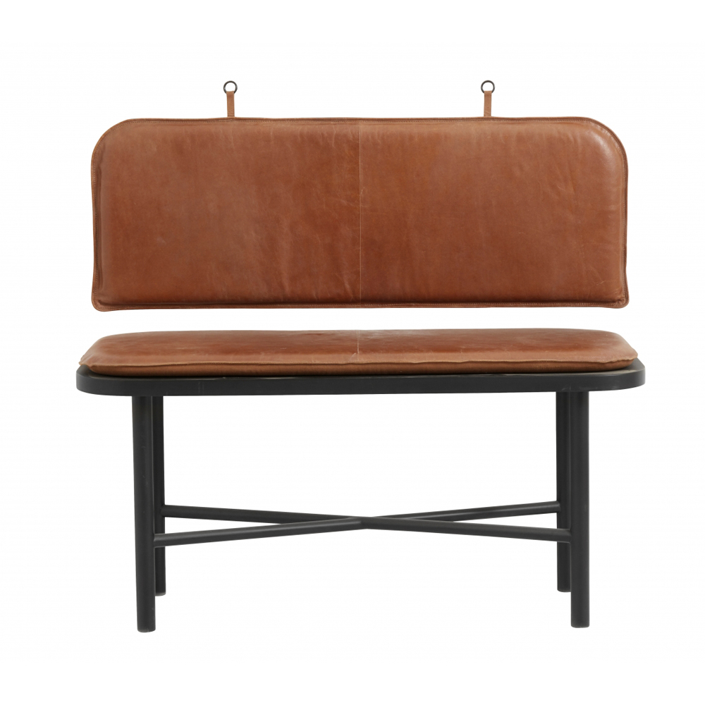Nordal - GILA bench, wood w/leather cushion