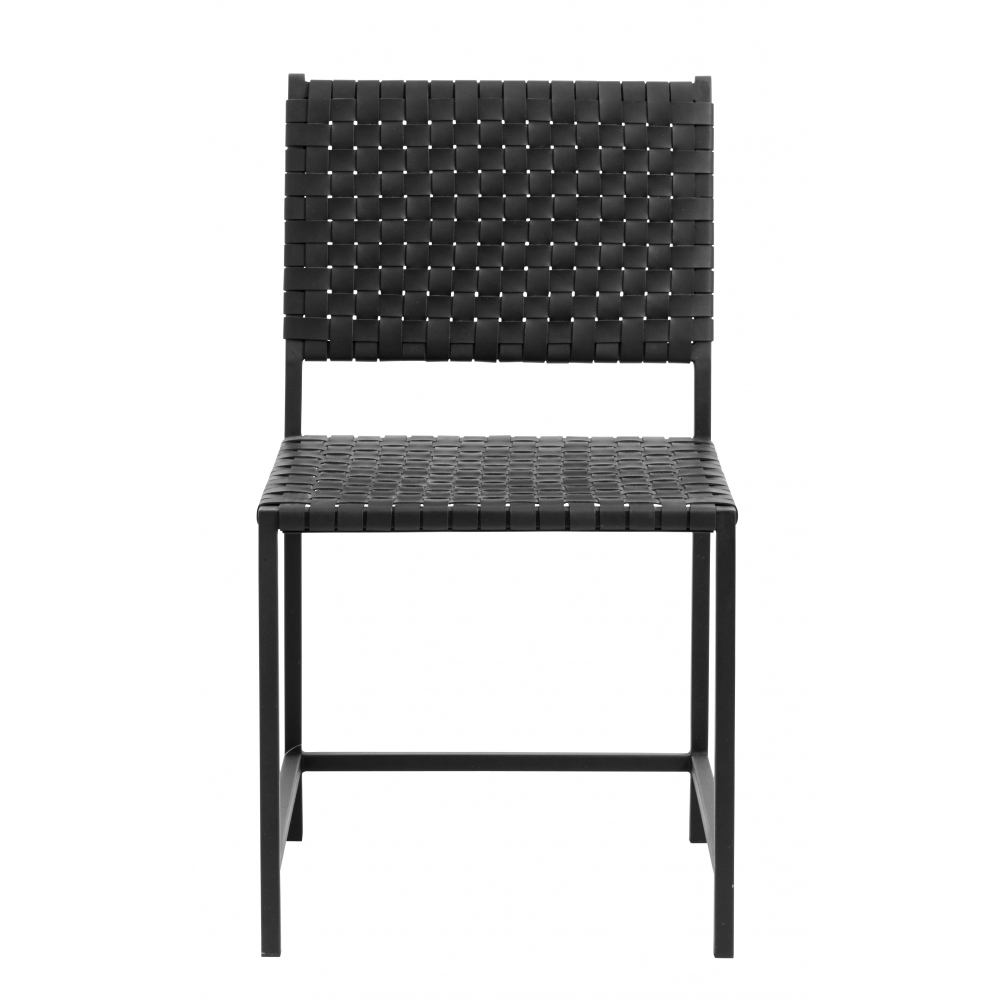 Nordal - Chair W/Black Leather Weaving, Metal