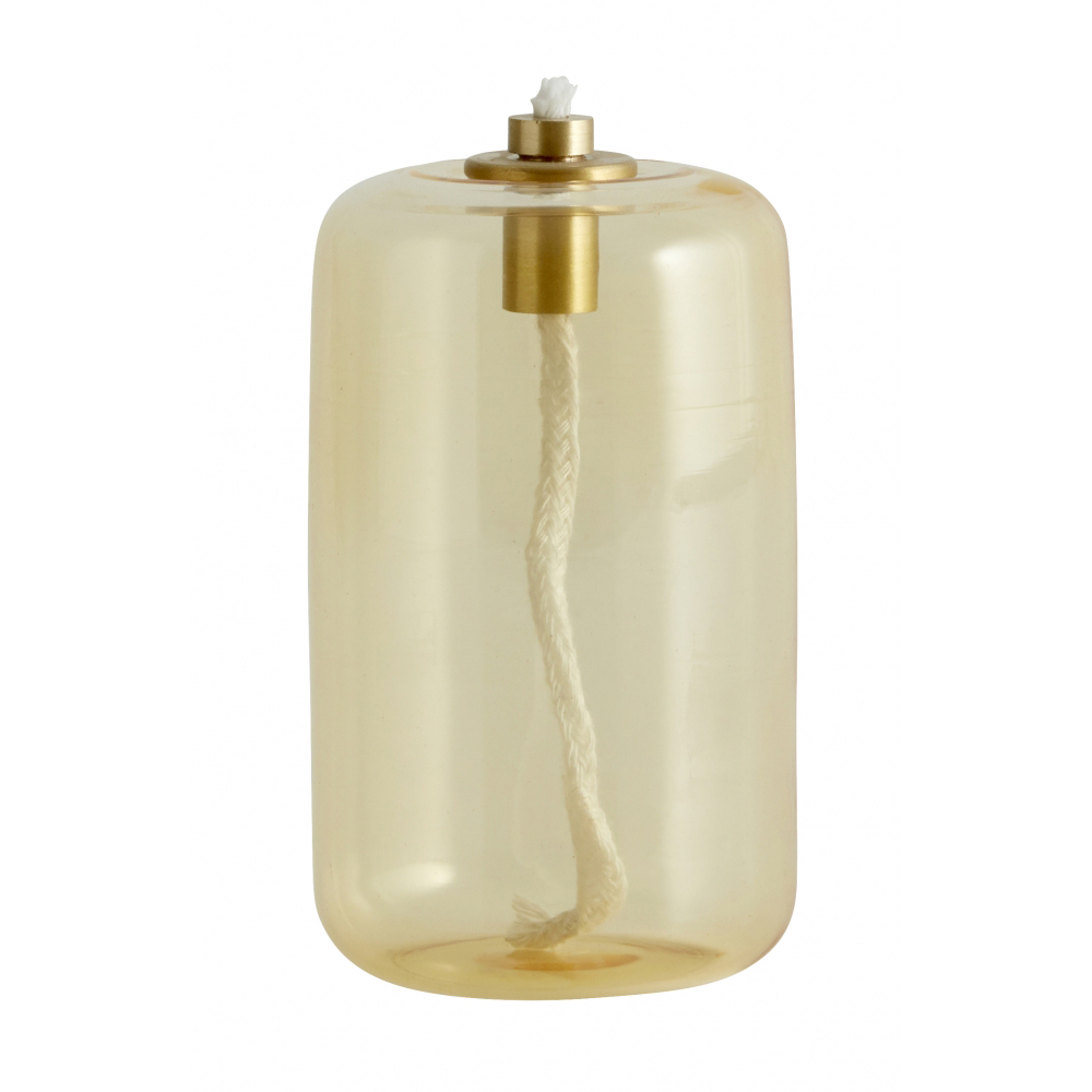 NIAS oil lamp, yellow glass, transparent