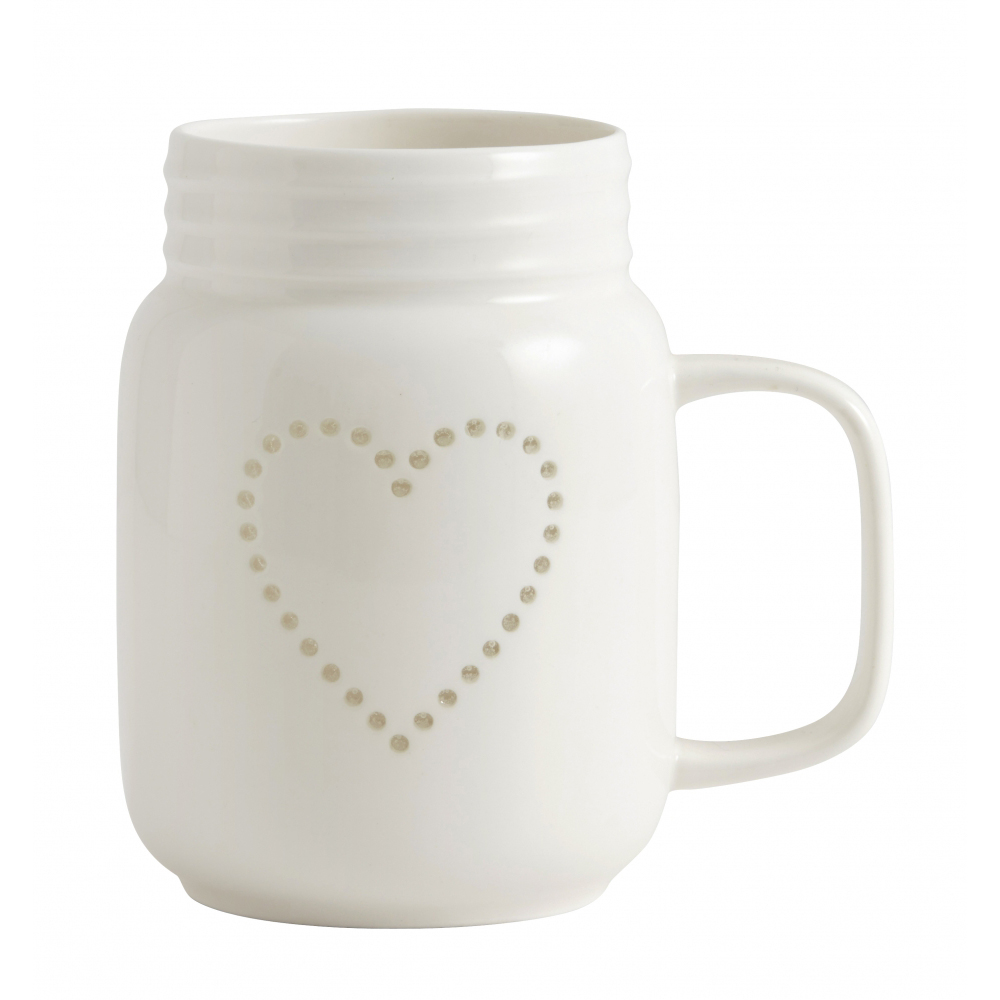 Nordal - Heart Mug/Candleholder, White