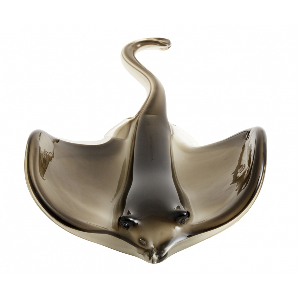 Nordal - Glass deco ray fish, brown/grey