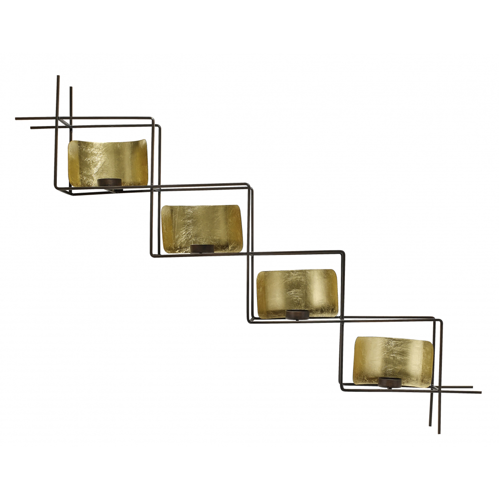 Nordal - Wall t-light holder, golden/dark copper