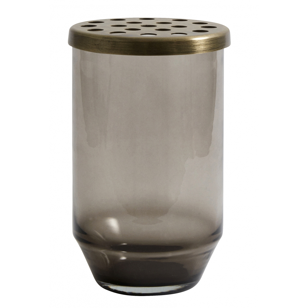 Nordal - OAHU glass vase w/ lid, dusty black, S