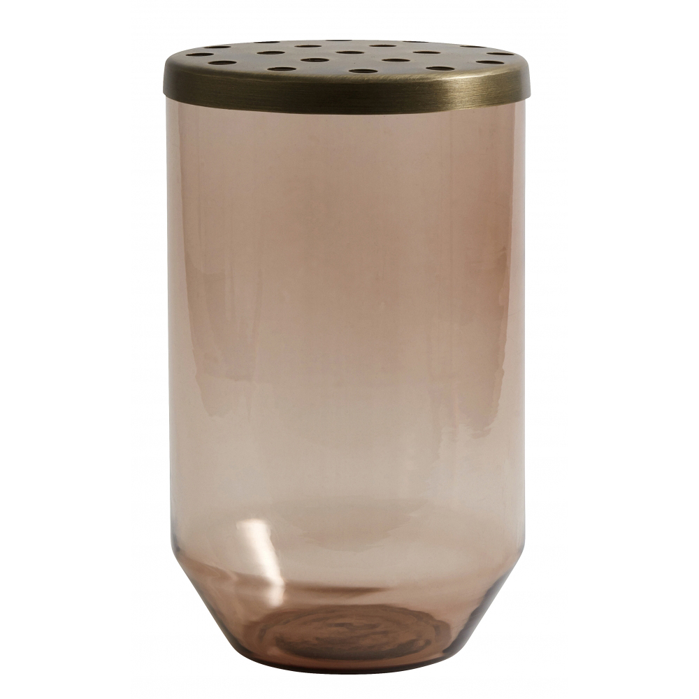 Nordal - OAHU glass vase w/ lid, dusty brown, L