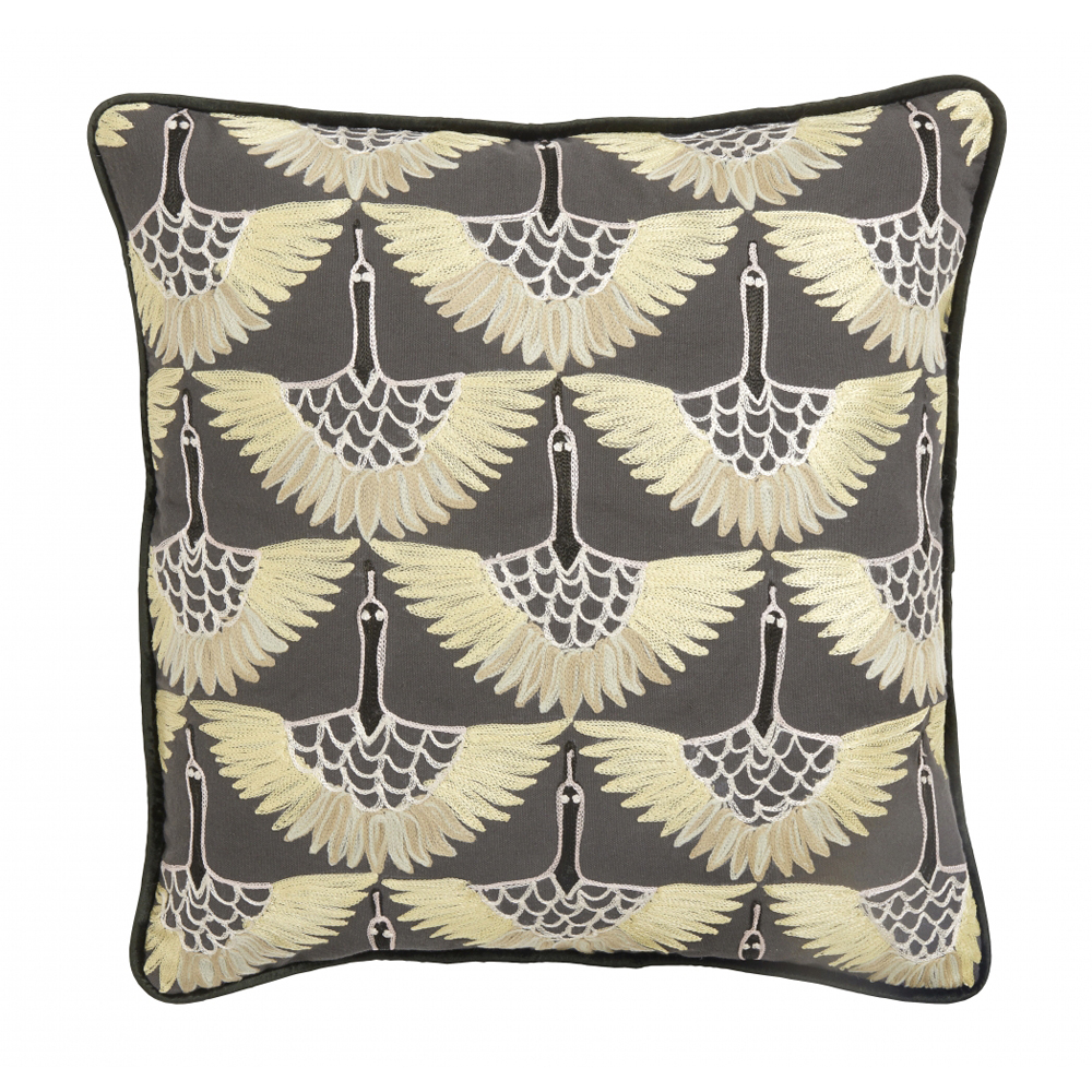 Nordal - Cushion cover, yellow bird embroidery