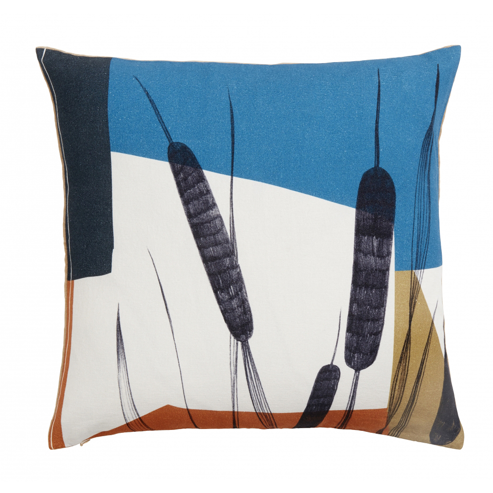 Nordal - Cushion cover, bulrush, blue/terracotta