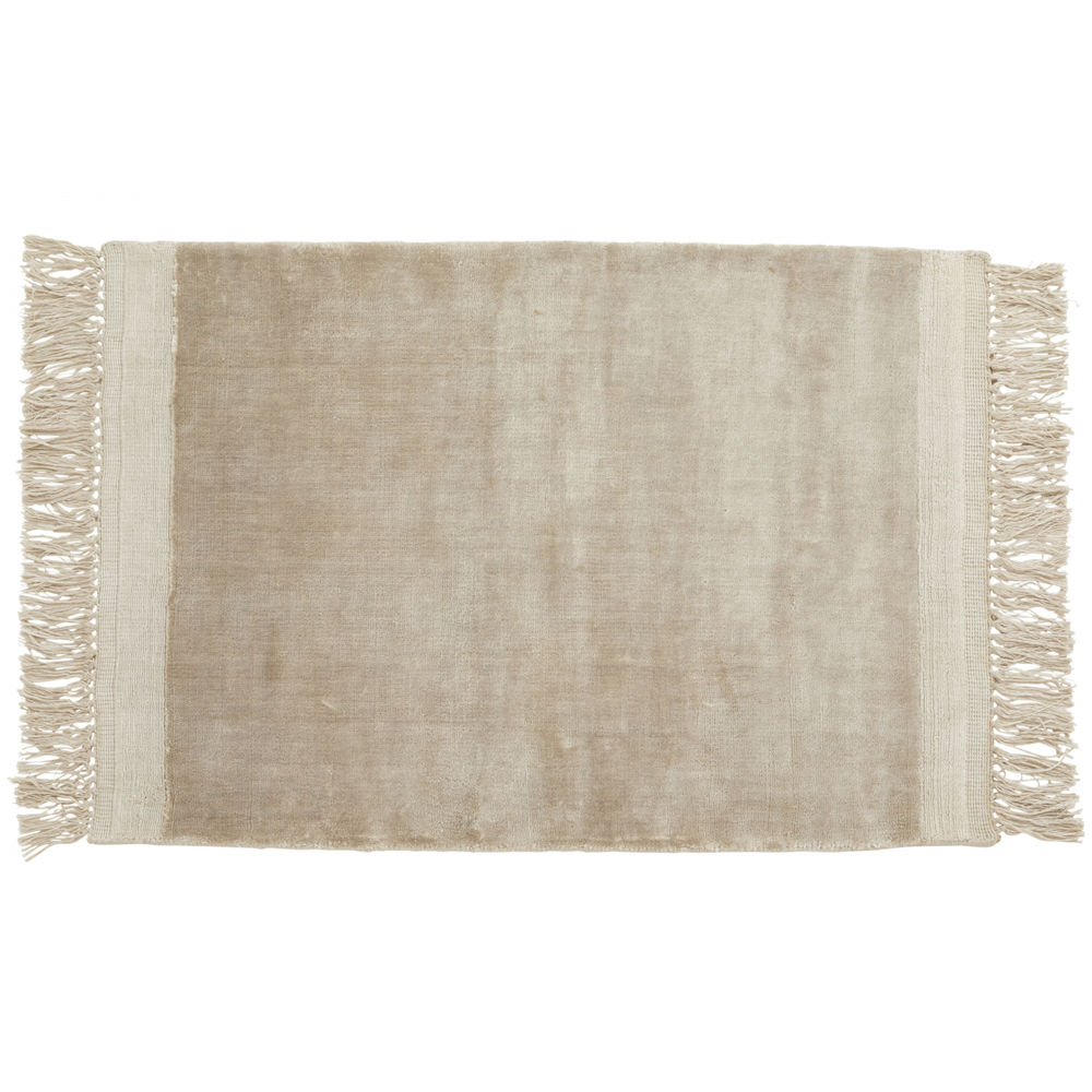 Nordal - FILUCA shiny beige carpet w/fringes
