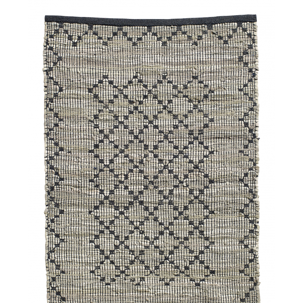Nordal - CHINDI woven rug, leather/cotton