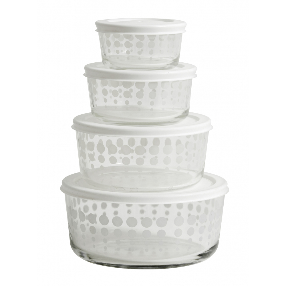 KEEP bowl set, s/4, clear w/white