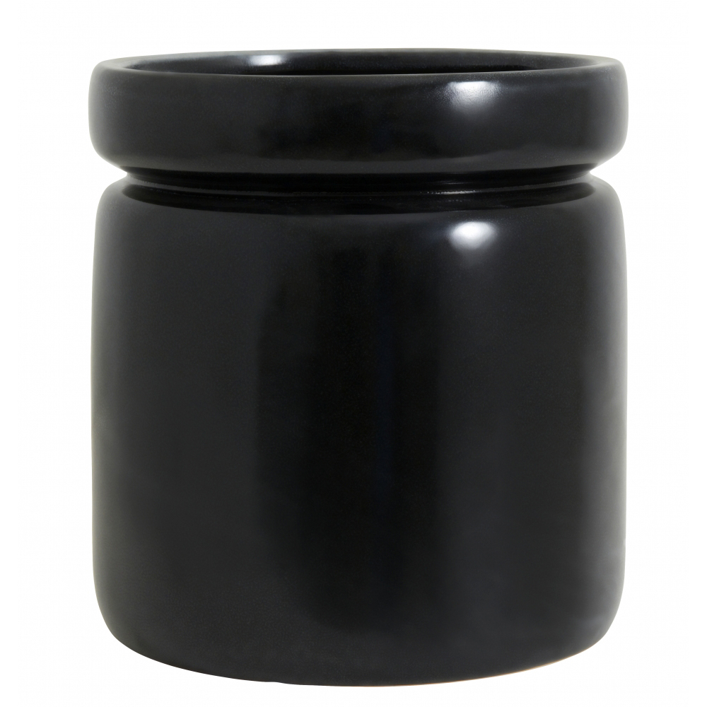 ISA pot, L, shiny black glaze