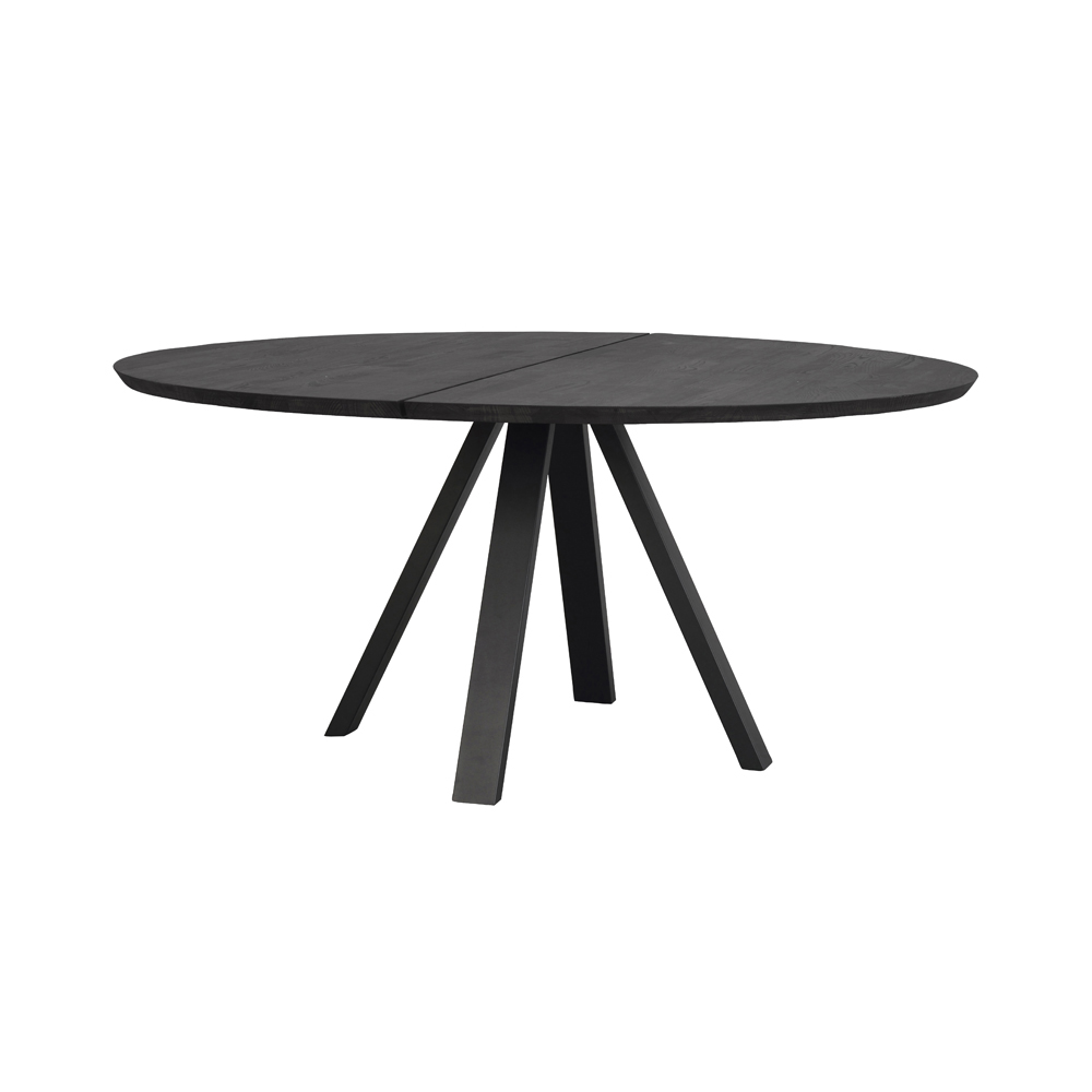 Rowico Home - Carradale matbord Ø150 svart ask/V-ben svart met